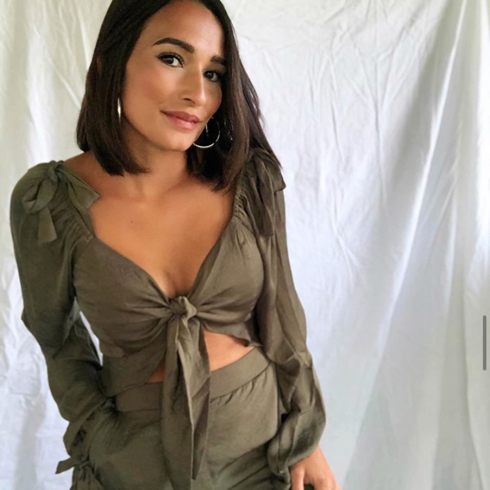 Khaki Two piece woven pant set